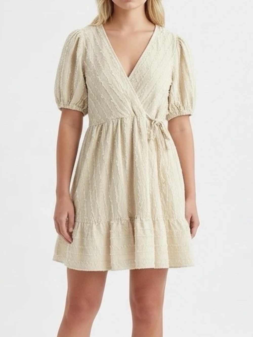 Very J Light Beige Wrap Dress